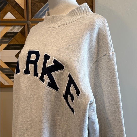 PARKE Heritage Back to School Varsity Mockneck Heather Grey and Denim size S/M - Picture 5 of 10